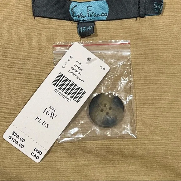 NWT Eva Franco Trench Buttoned Blouse 16W US/20W UK Khacki Anthropologie Plus - Picture 5 of 14